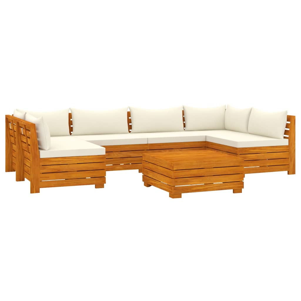 Banc de jardin 4 places avec coussins en bois d'acacia massif