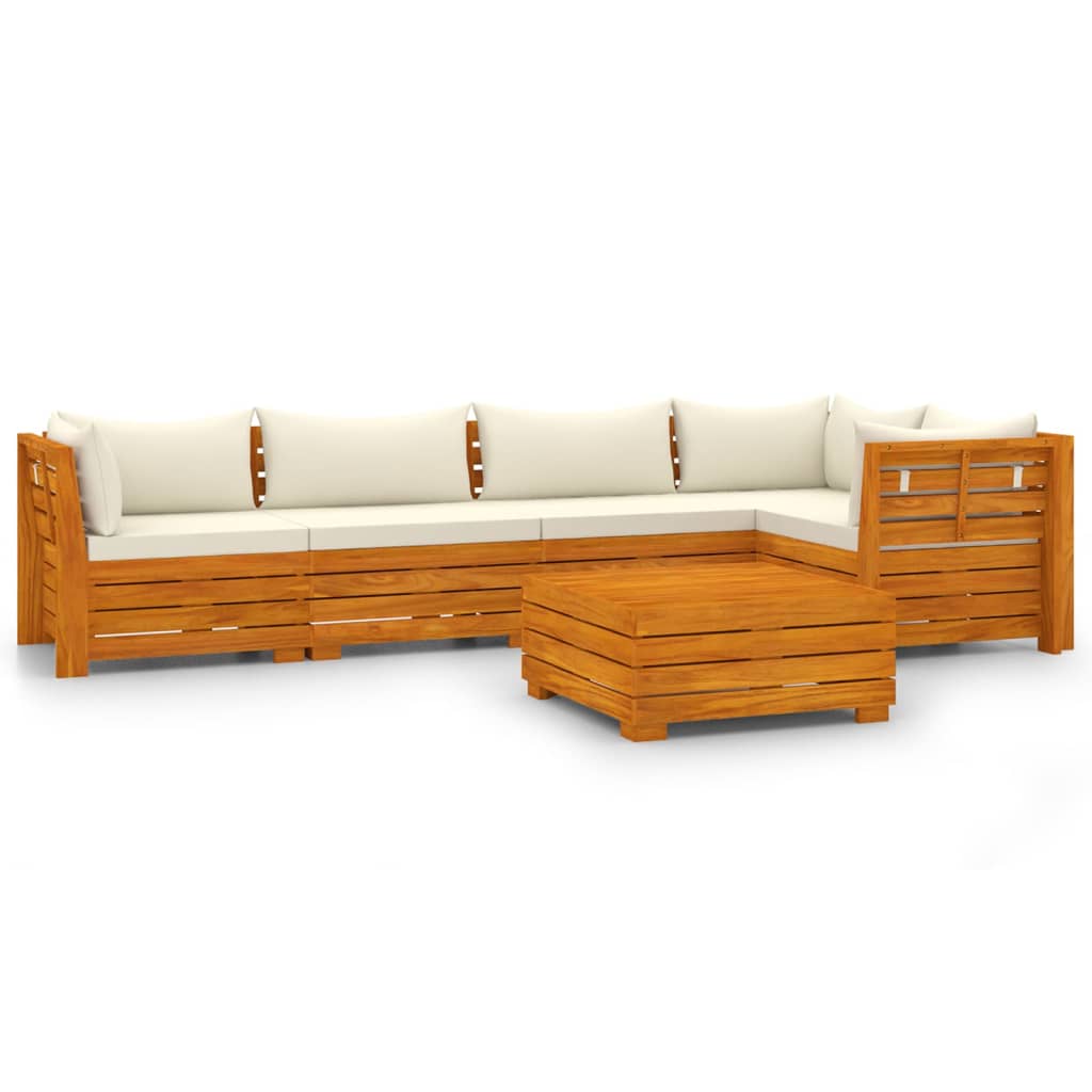 Banc de jardin 4 places avec coussins en bois d'acacia massif