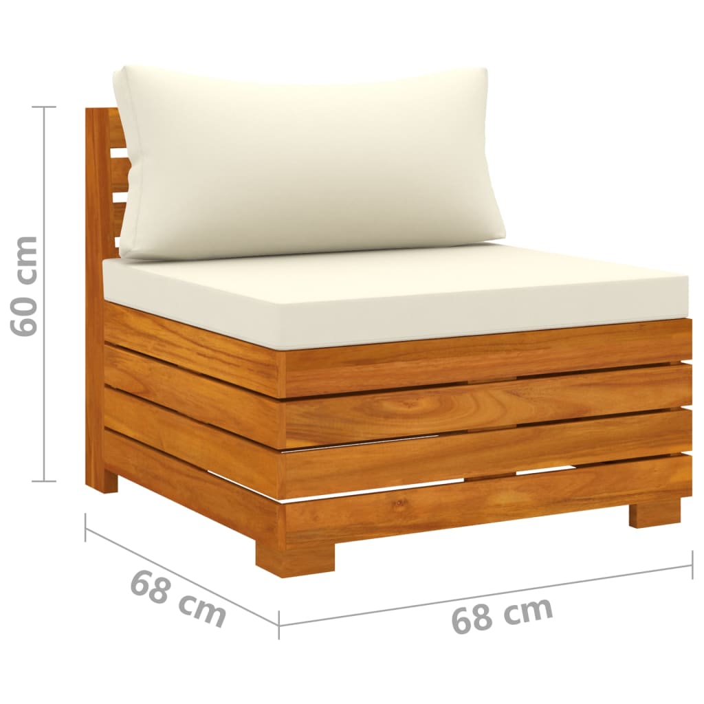 Banc de jardin 4 places avec coussins en bois d'acacia massif