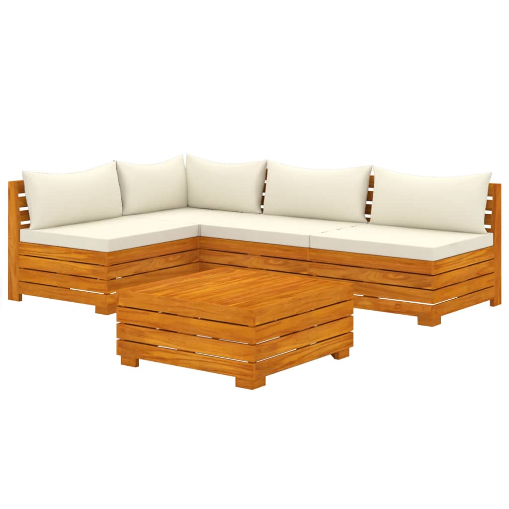 Banc de jardin 4 places avec coussins en bois d'acacia massif