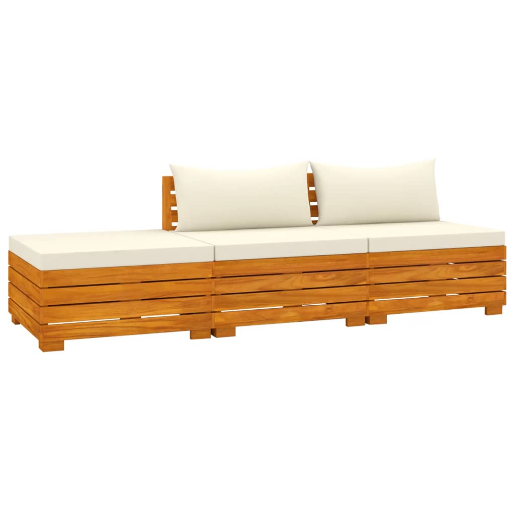 Banc de jardin 4 places avec coussins en bois d'acacia massif