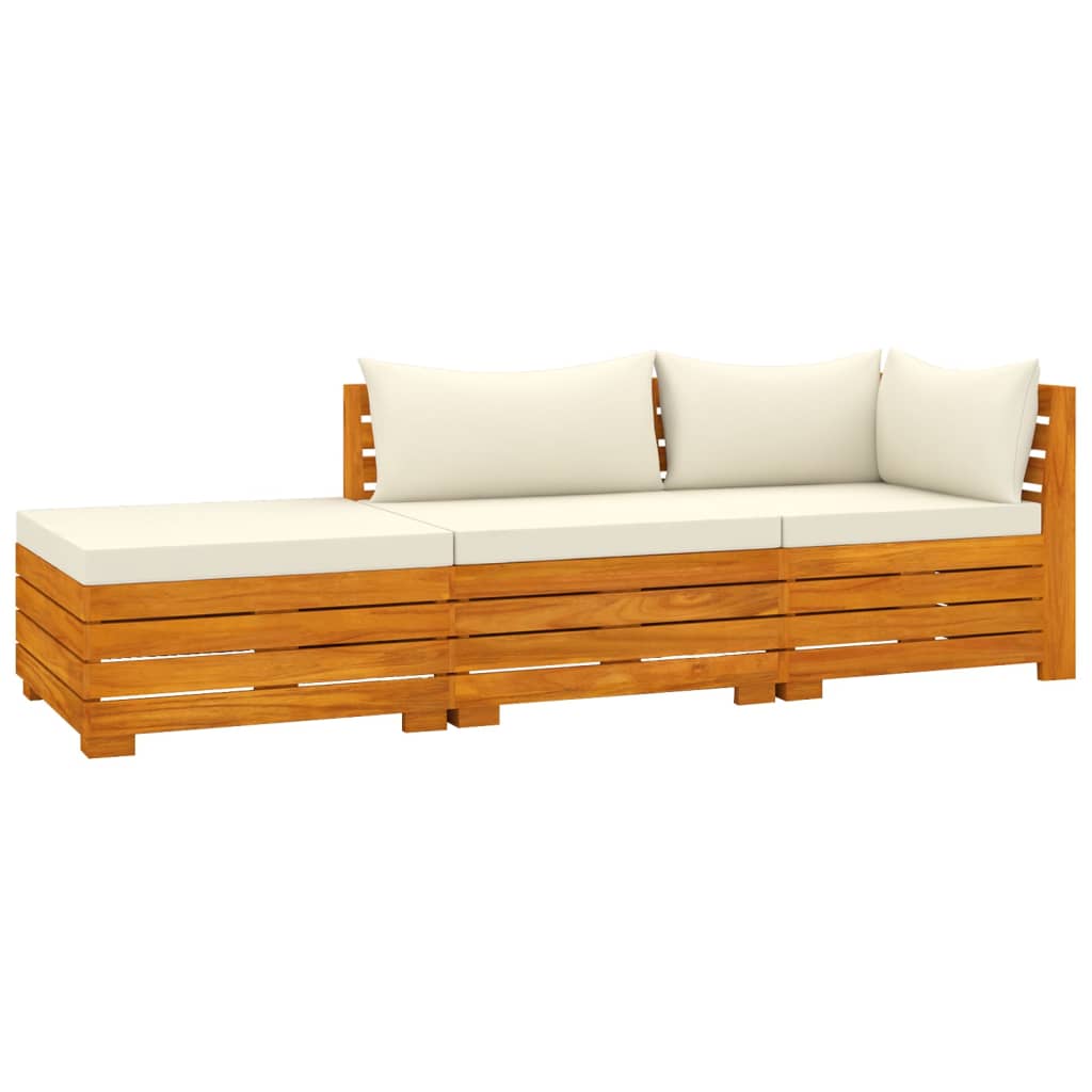 Banc de jardin 4 places avec coussins en bois d'acacia massif