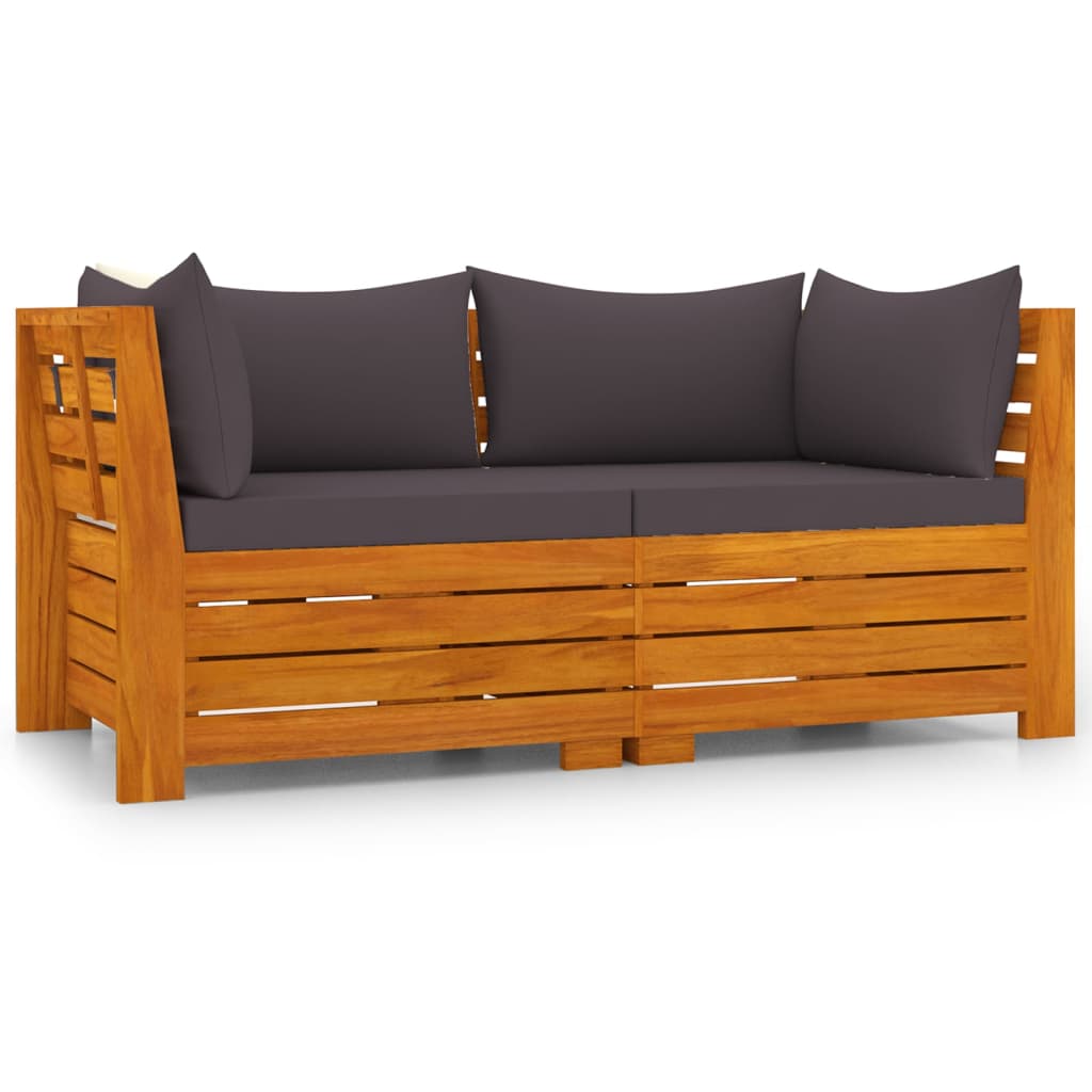 Banc de jardin 4 places avec coussins en bois d'acacia massif