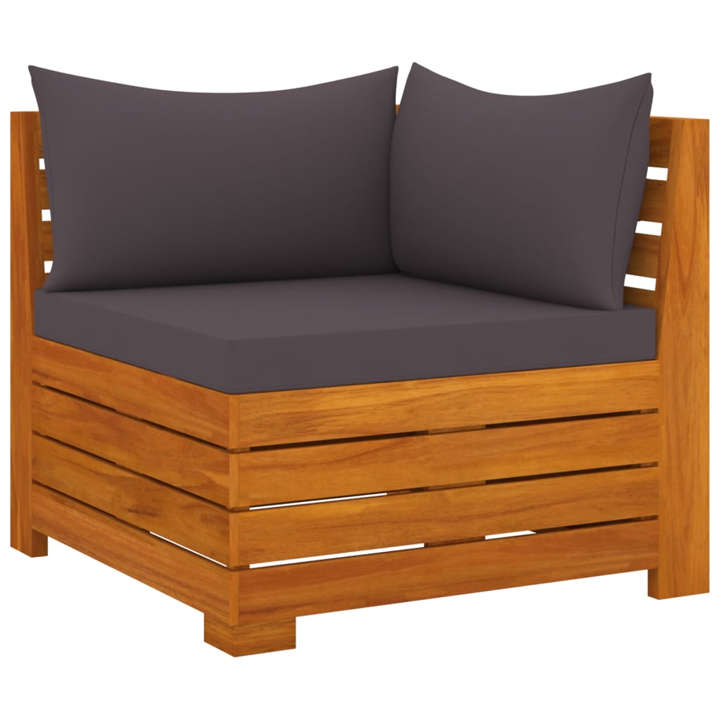 Banc de jardin 4 places avec coussins en bois d'acacia massif