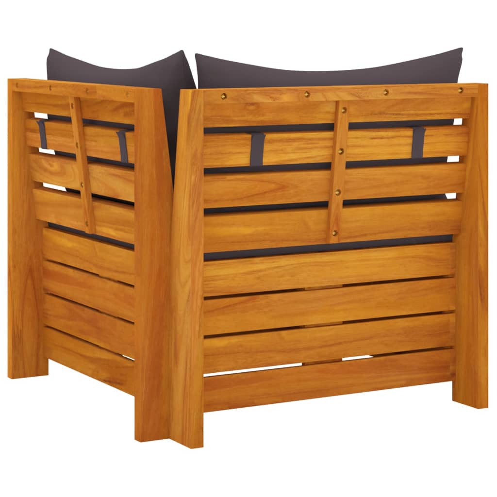 Banc de jardin 4 places avec coussins en bois d'acacia massif