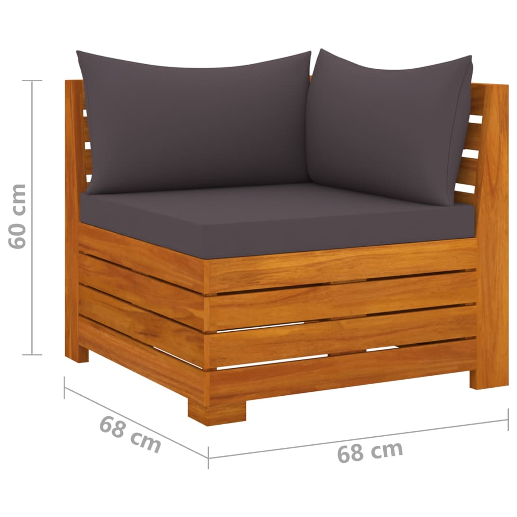 Banc de jardin 4 places avec coussins en bois d'acacia massif