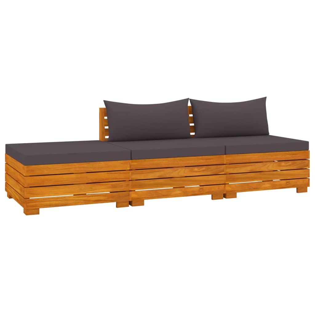 Banc de jardin 4 places avec coussins en bois d'acacia massif