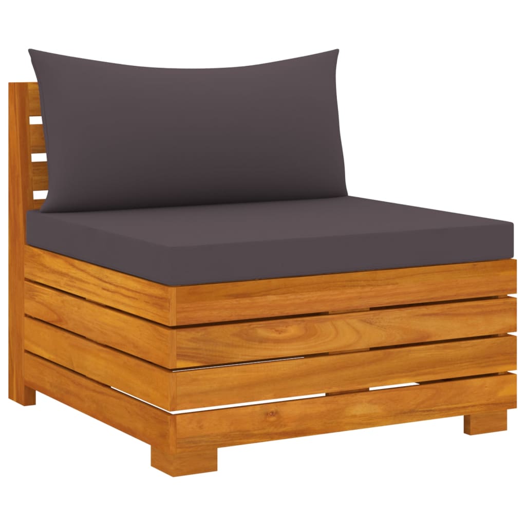 Banc de jardin 4 places avec coussins en bois d'acacia massif