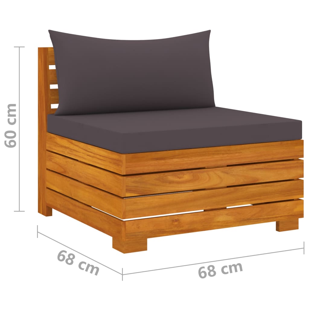 Banc de jardin 4 places avec coussins en bois d'acacia massif