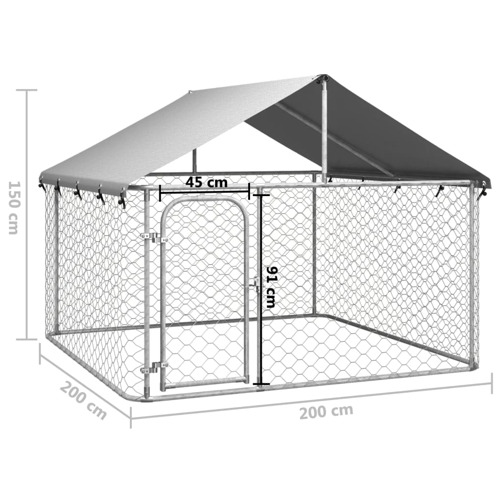 Hondenkennel voor buiten met dak 200x100x150 cm