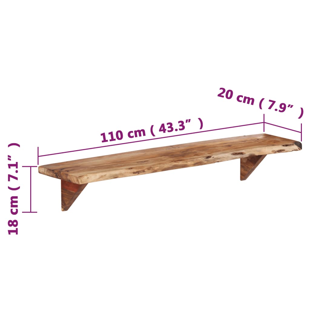 Wandschappen 2 st 90x20x18 cm massief acaciahout