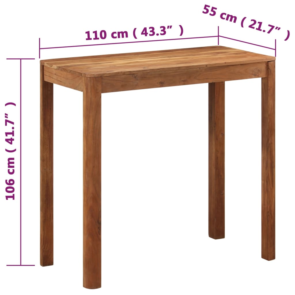 Table de bar 110x55x106 cm en bois d'acacia massif finition miel