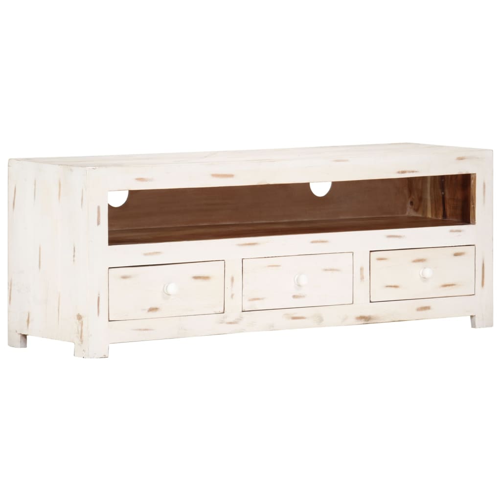 Meuble TV 110x30x40 cm en bois d'acacia massif