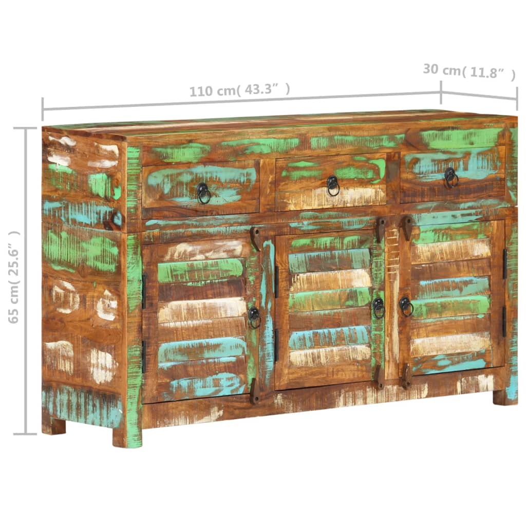 Buffet 70x30x68 cm en bois massif recyclé