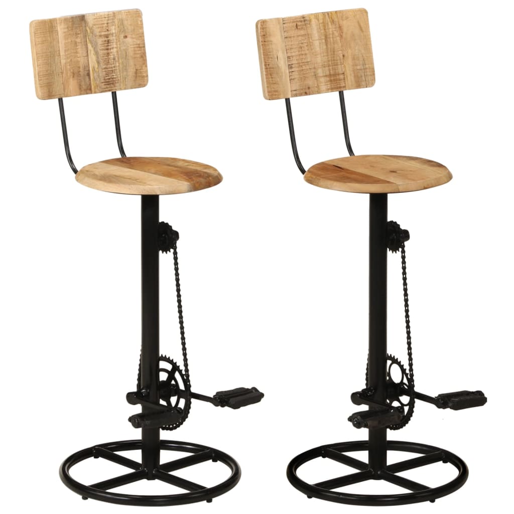 Tabourets de bar 2 pcs en bois de manguier massif