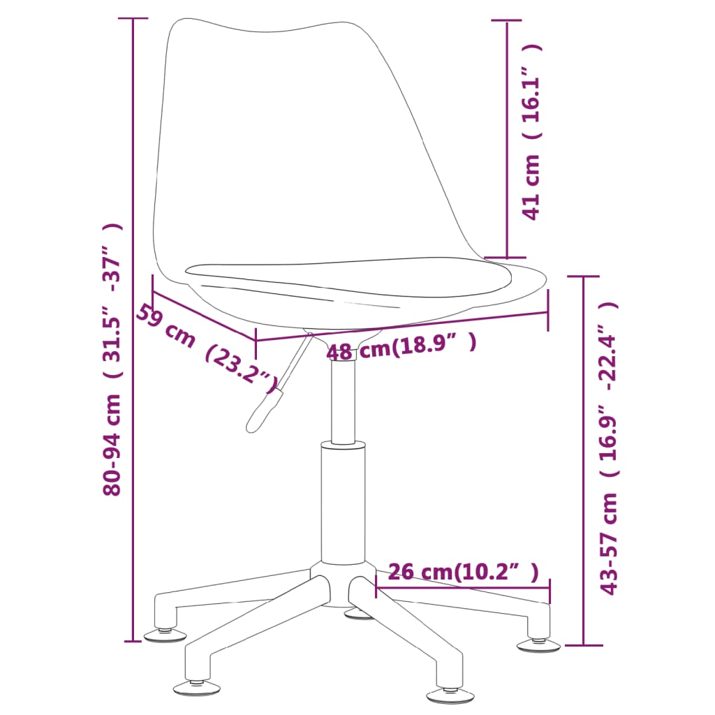 Chaises de salle à manger pivotantes 2 pcs en tissu