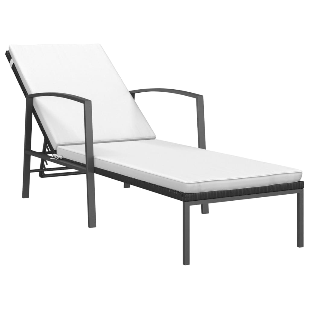 Chaise longue avec coussin en polyrotin