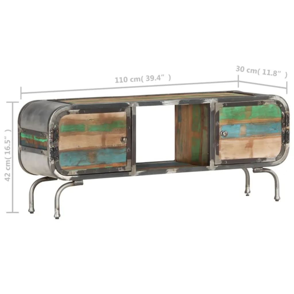 Tv-meubel 110x30x42 cm massief gerecycled hout meerkleurig