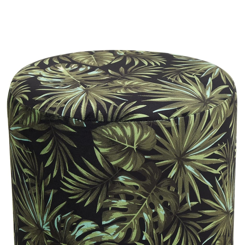 Tabouret en velours vert moutarde et doré