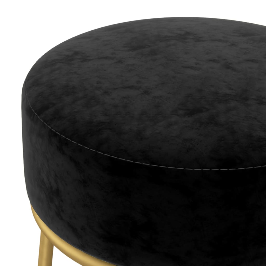 Hocker rond fluweel zwart