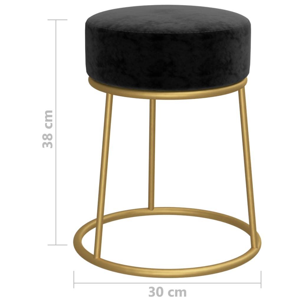 Hocker rond fluweel zwart