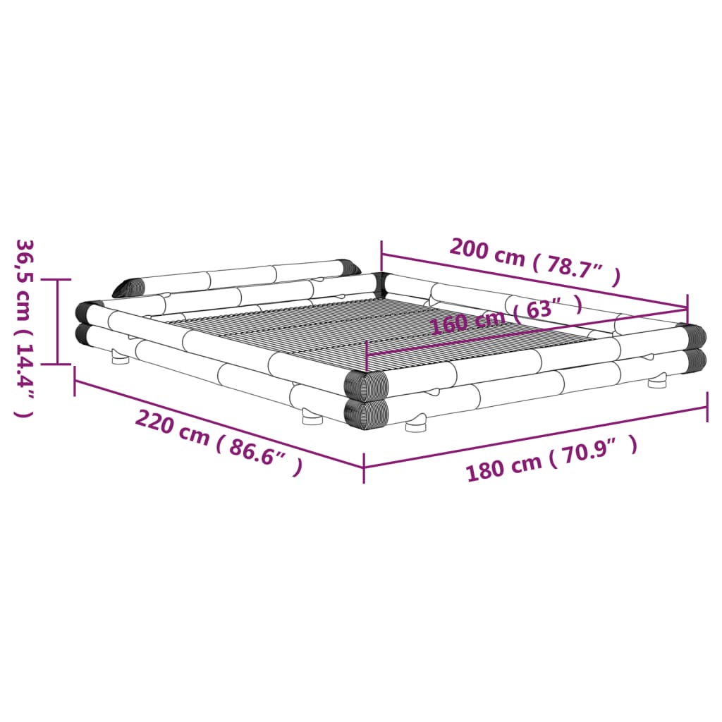 Bedframe bamboe 160x200 cm