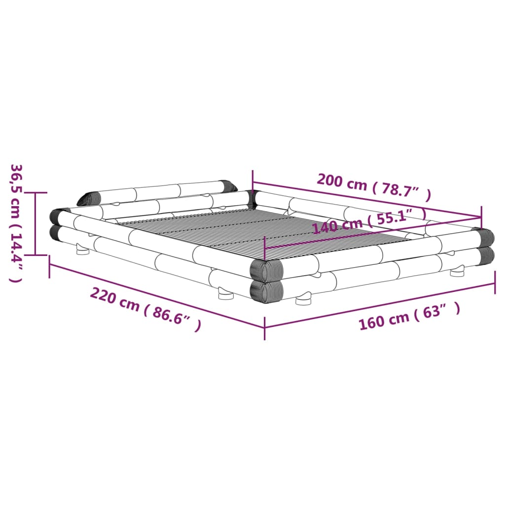 Bedframe bamboe 160x200 cm