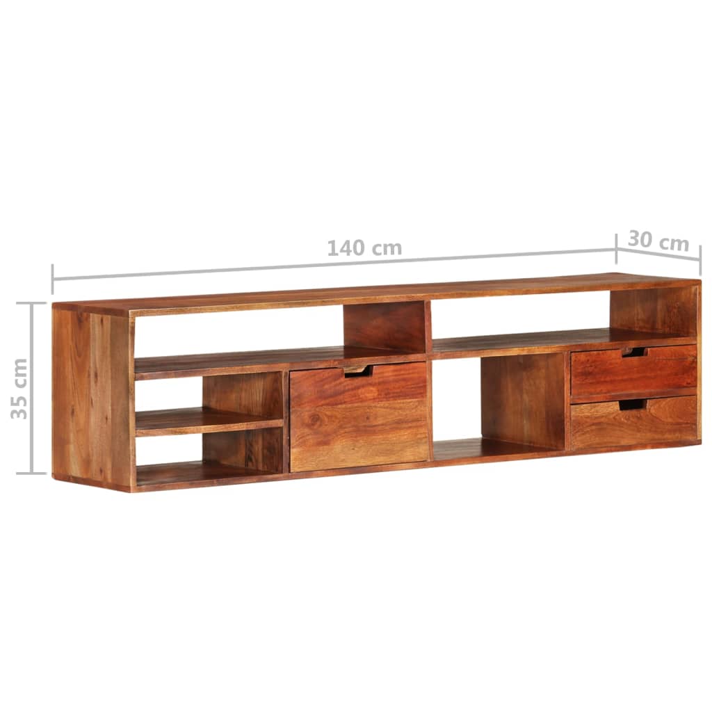 Meuble TV 80x30x42 cm en bois d'acacia massif