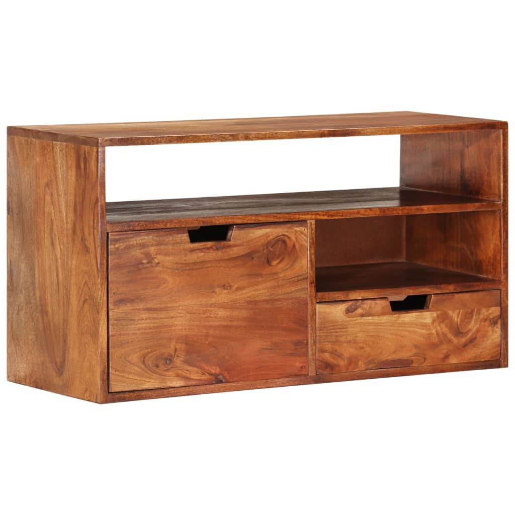 Meuble TV 80x30x42 cm en bois d'acacia massif