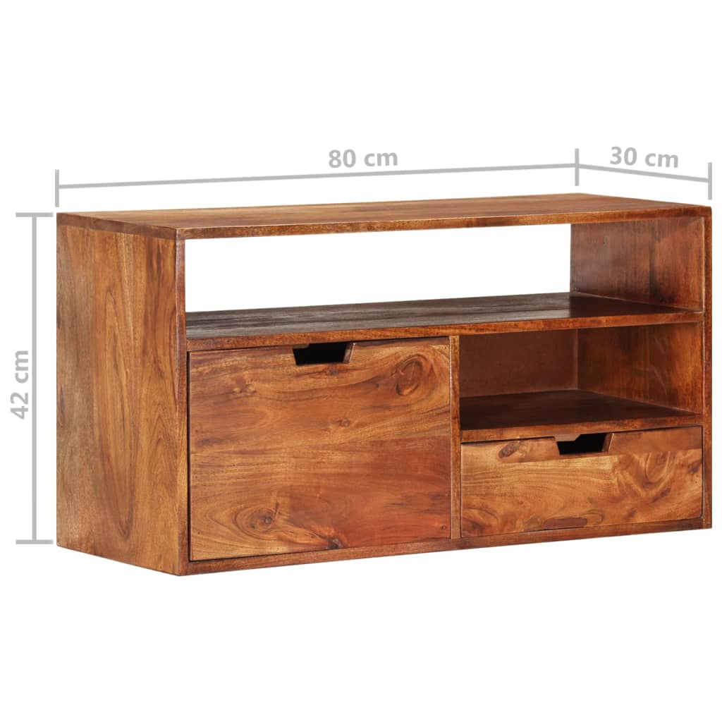 Meuble TV 80x30x42 cm en bois d'acacia massif