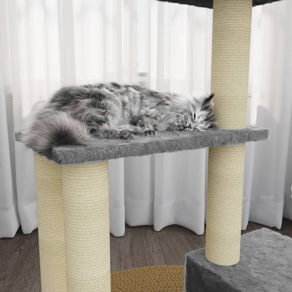 Meuble pour chat avec griffoirs en sisal 71 cm gris clair