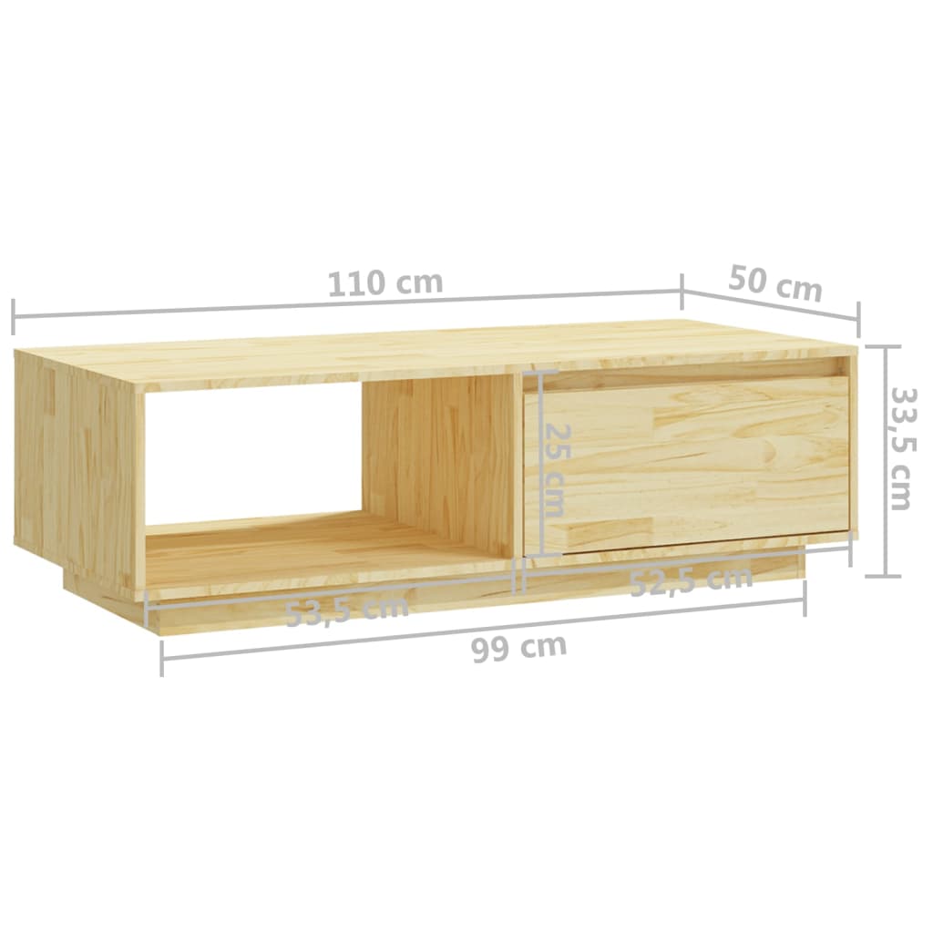 Table basse 110x50x33,5 cm en bois de pin massif