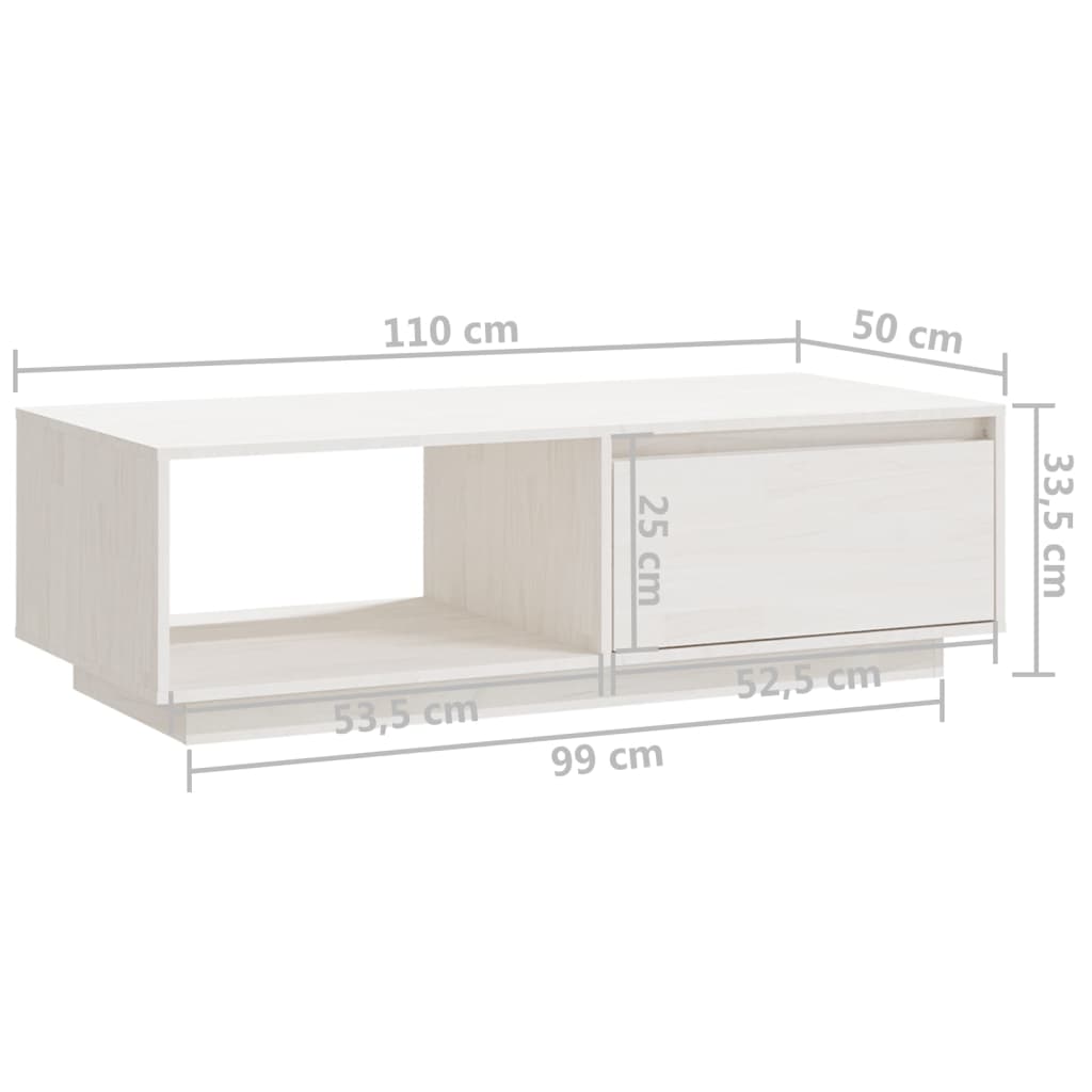 Table basse 110x50x33,5 cm en bois de pin massif