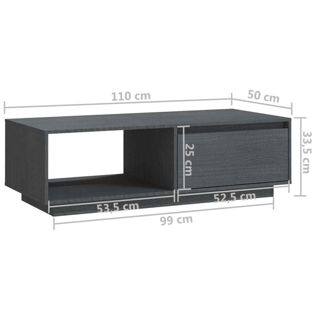 Table basse 110x50x33,5 cm en bois de pin massif