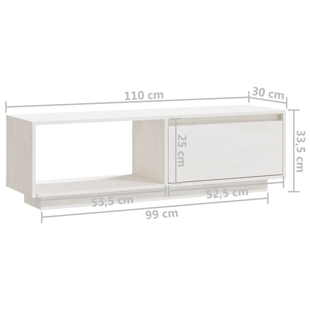 Meuble TV 110x30x33,5 cm en bois de pin massif