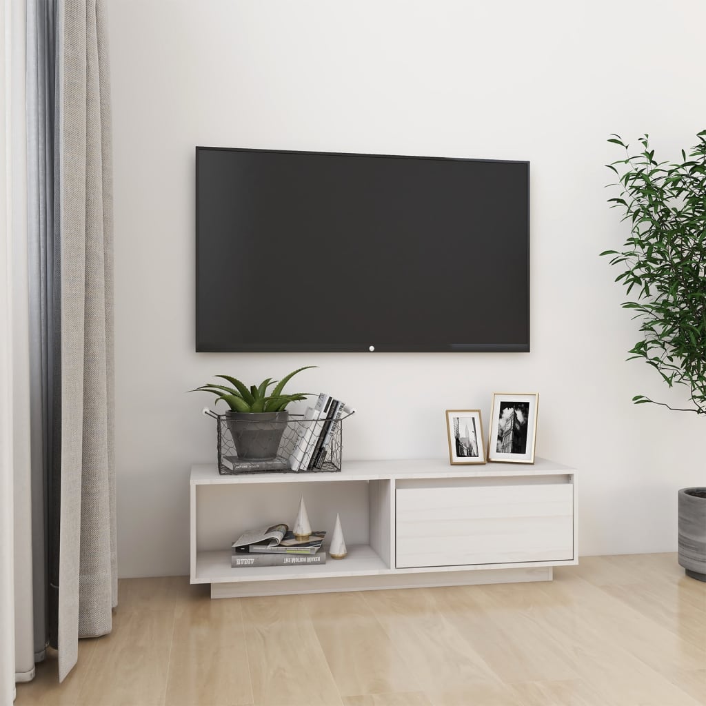 Meuble TV 110x30x33,5 cm en bois de pin massif