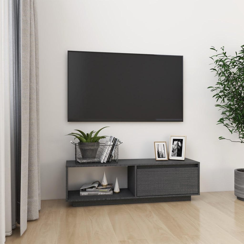 Meuble TV 110x30x33,5 cm en bois de pin massif