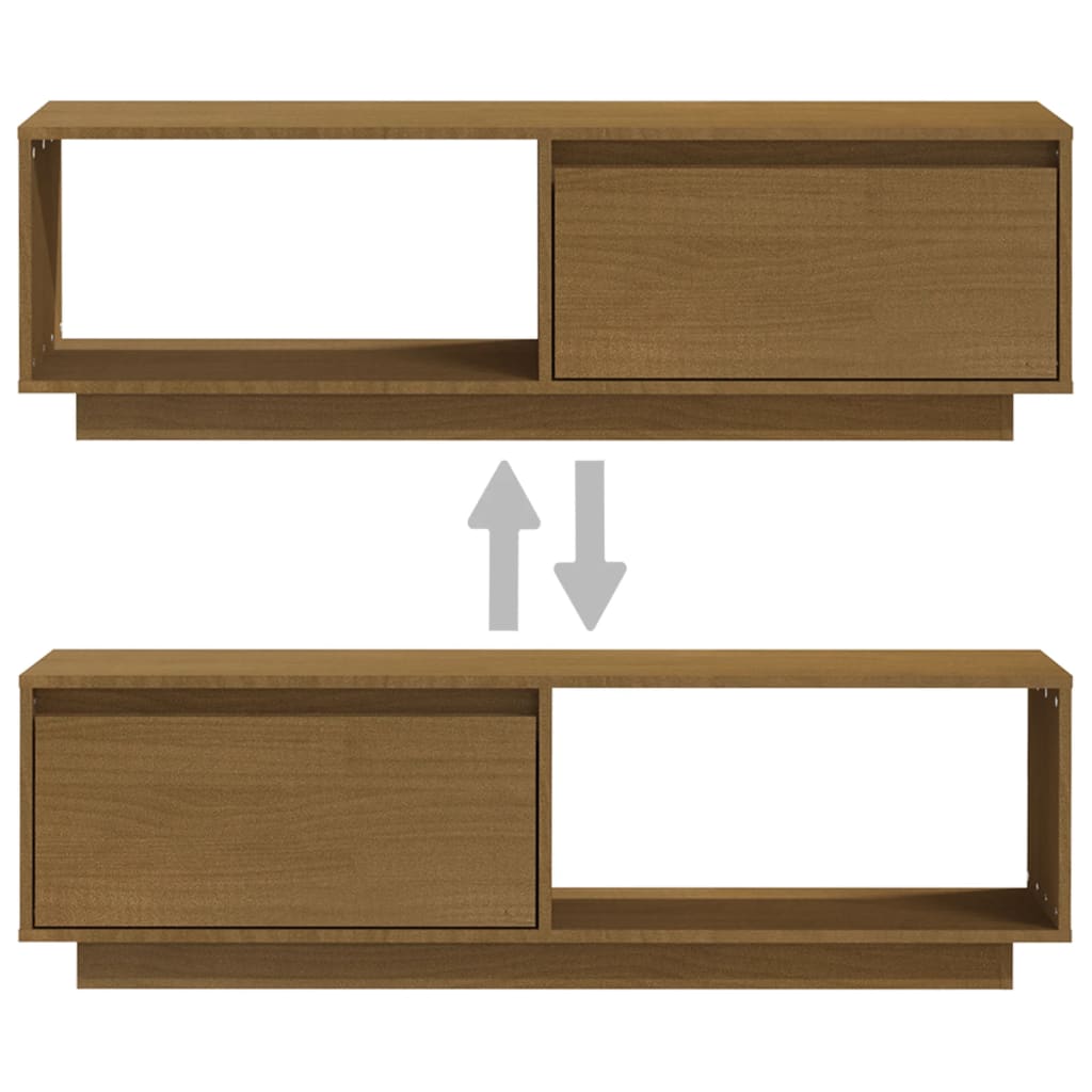 Meuble TV 110x30x33,5 cm en bois de pin massif