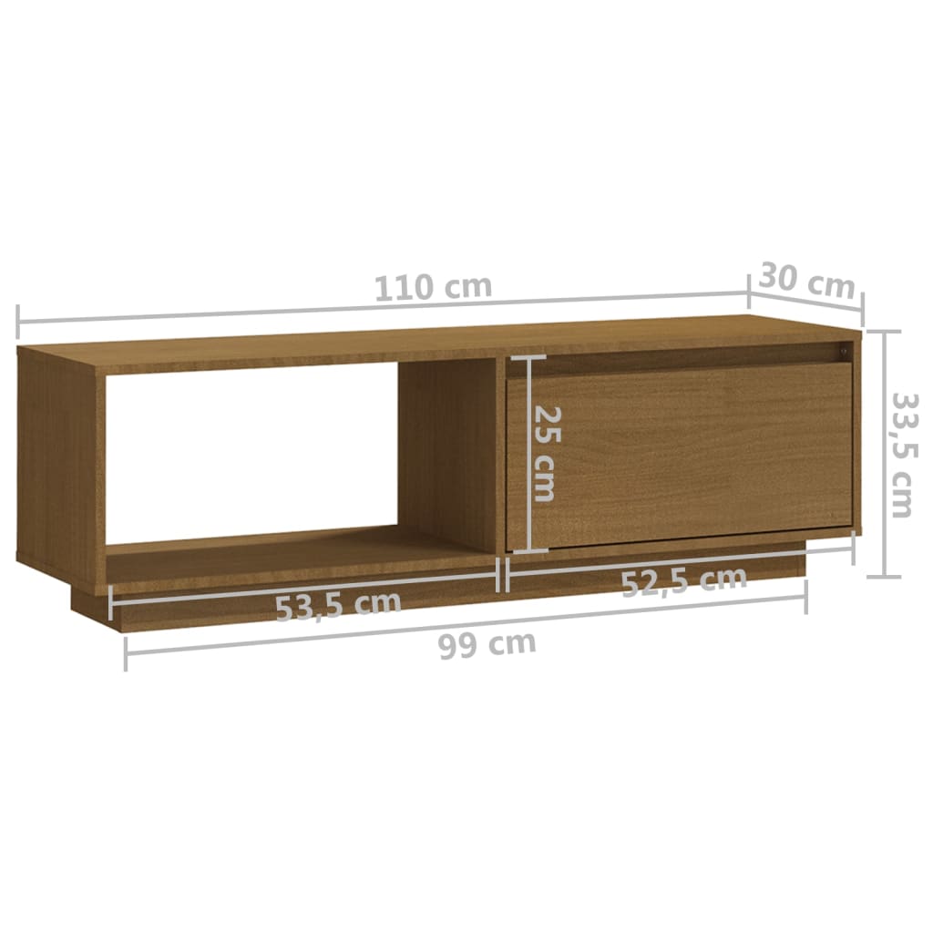 Meuble TV 110x30x33,5 cm en bois de pin massif