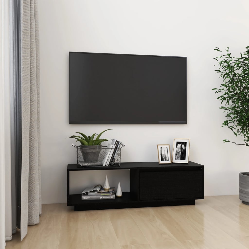 Meuble TV 110x30x33,5 cm en bois de pin massif