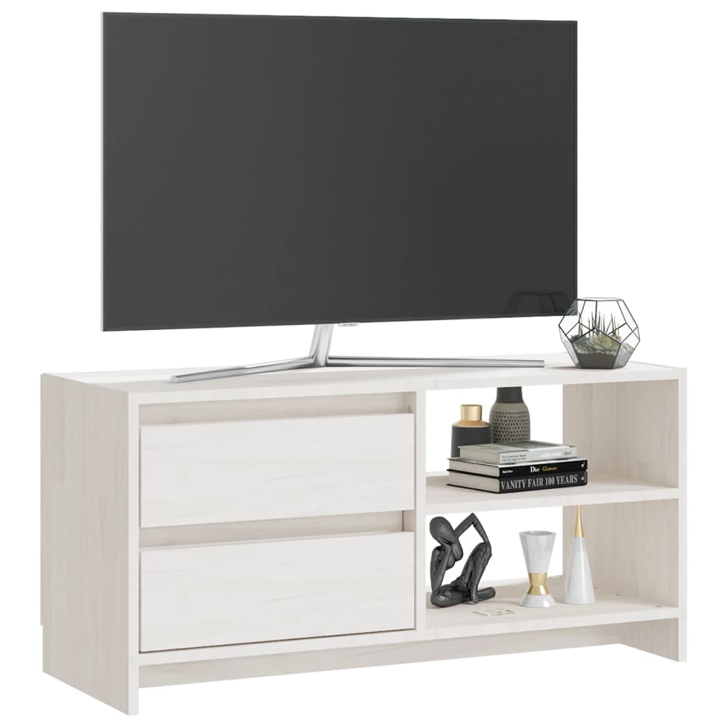 Meuble TV 80x31x39 cm en bois de pin massif