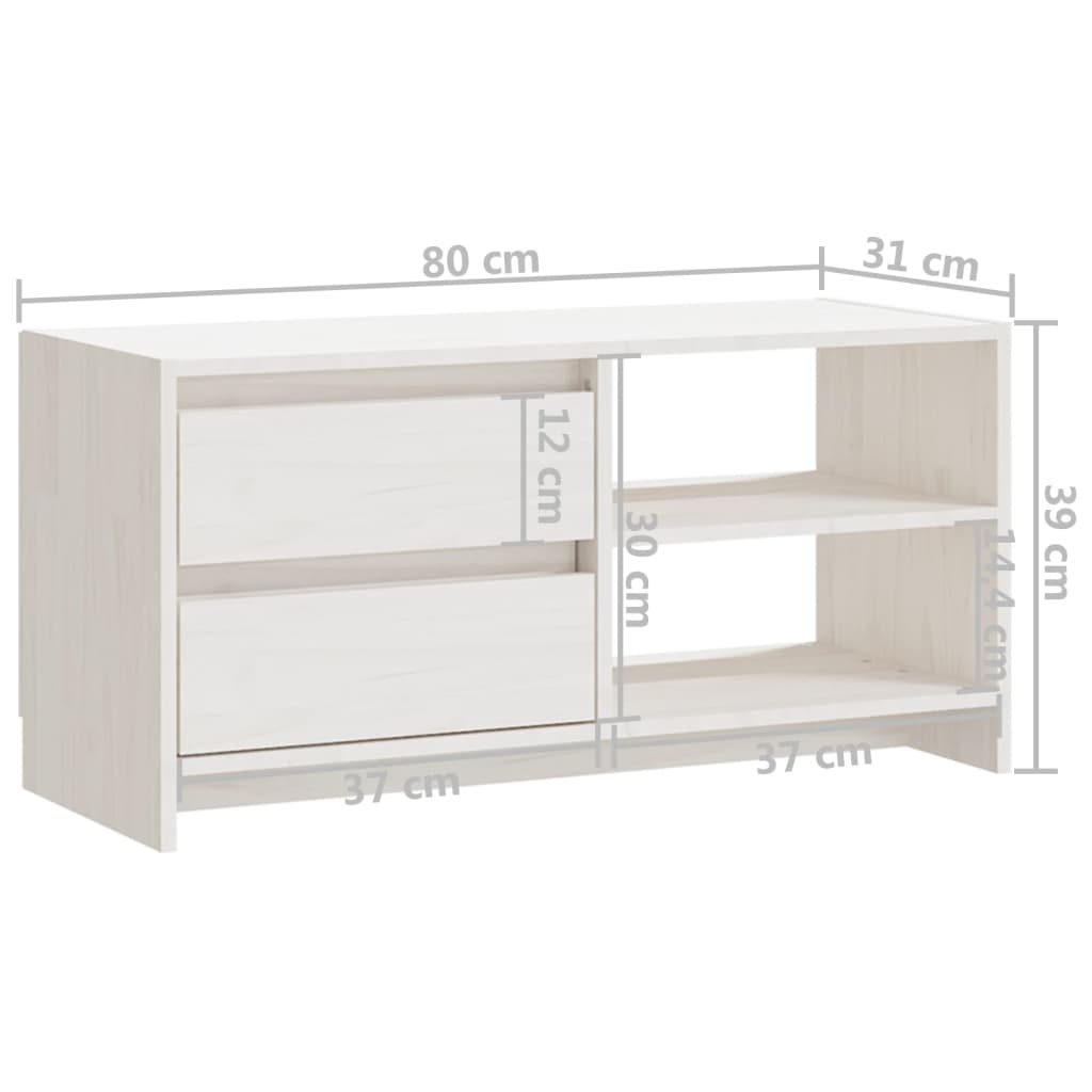 Meuble TV 80x31x39 cm en bois de pin massif