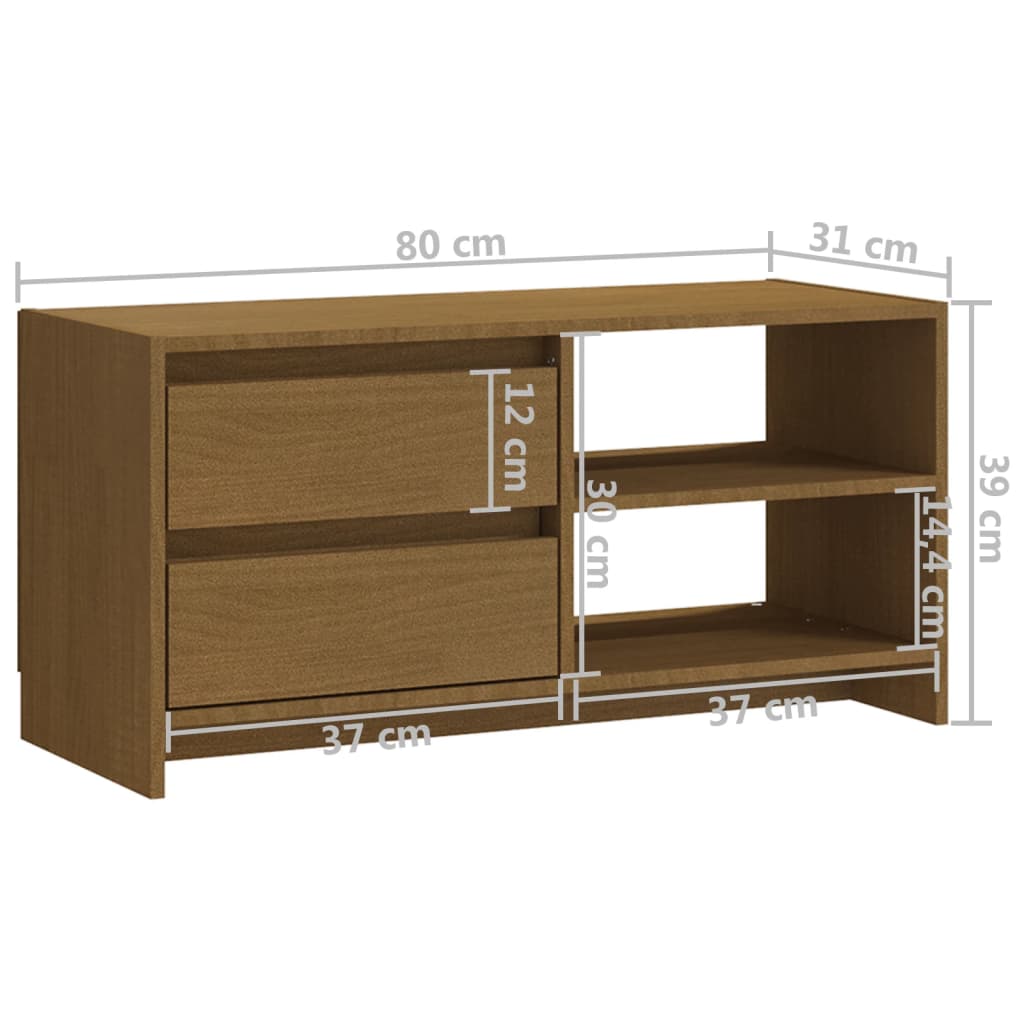 Meuble TV 80x31x39 cm en bois de pin massif