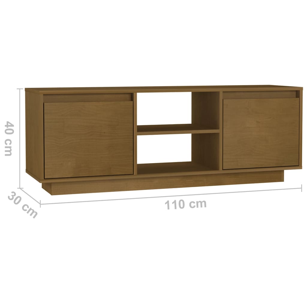 Meuble TV 110x30x40 cm en bois de pin massif