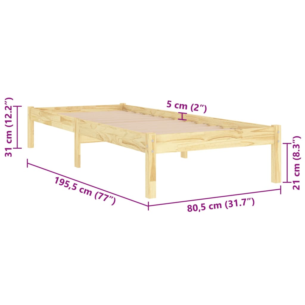 Bedframe massief grenenhout 140x190 cm