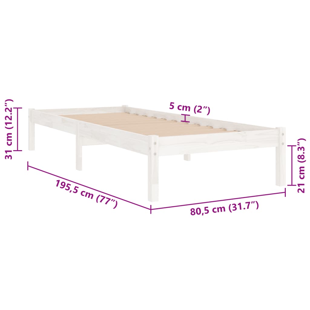 Bedframe massief grenenhout 140x190 cm