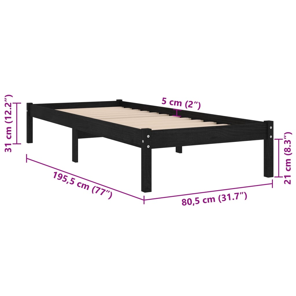 Bedframe massief grenenhout 140x190 cm