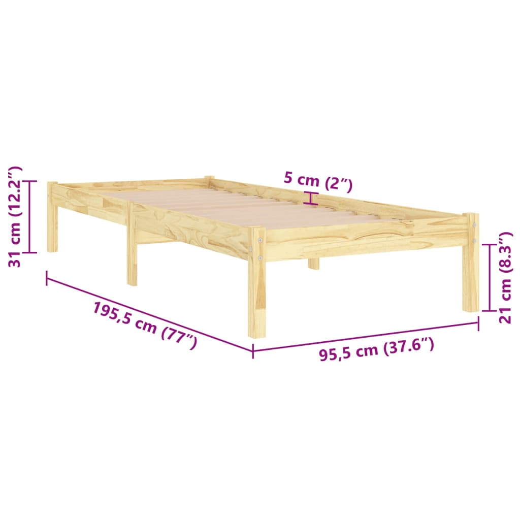 Bedframe massief grenenhout 140x190 cm