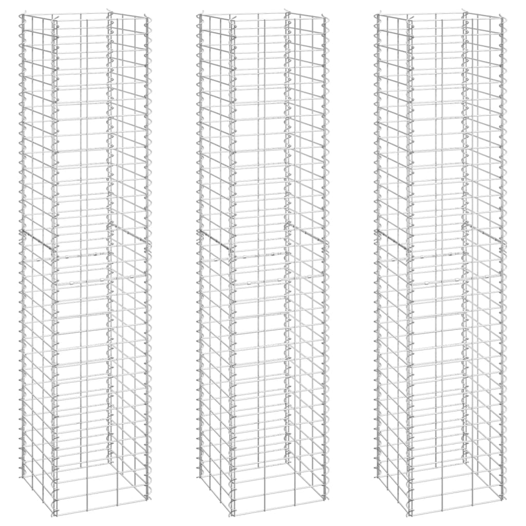 Schanskorf plantenbakken 3 st verhoogd 30x30x150 cm ijzer