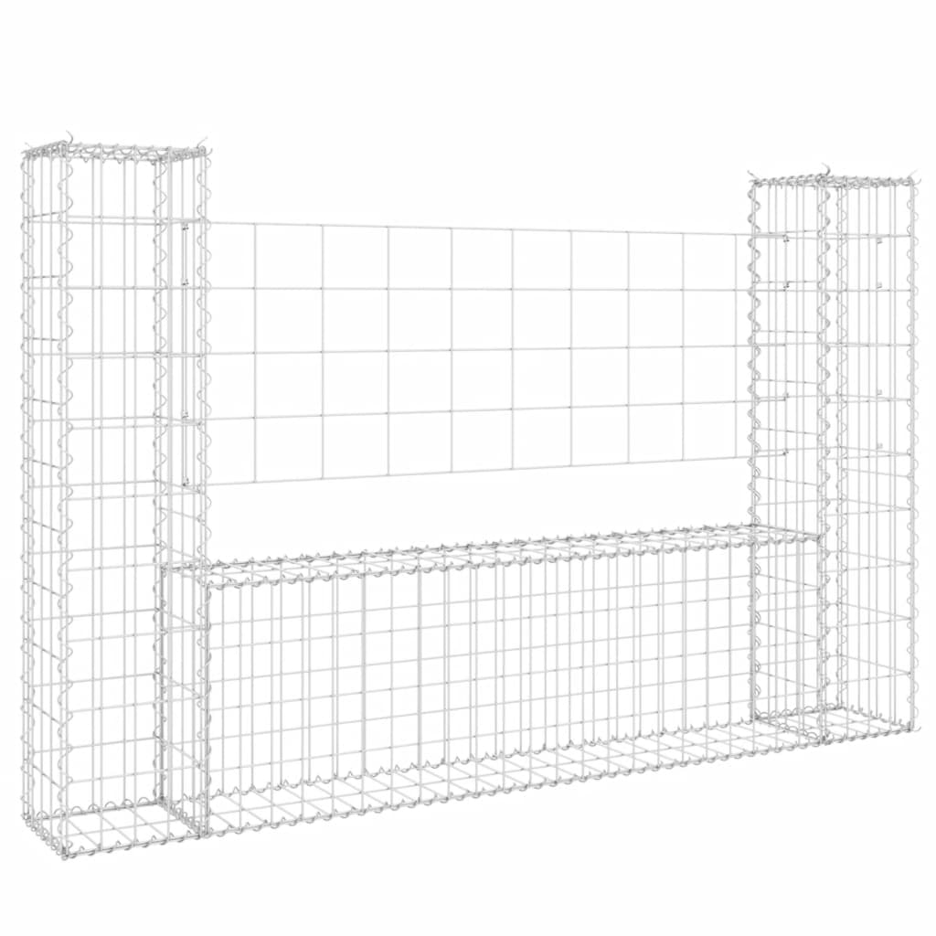 Schanskorf U-vormig met 6 palen 620x20x100 cm ijzer